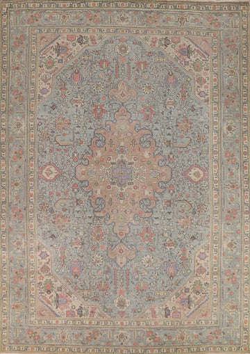 Geometric Blue Tabriz Persian Area Rug 8x11