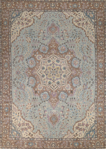 Light Blue Floral Tabriz Persian Area Rug 10x13