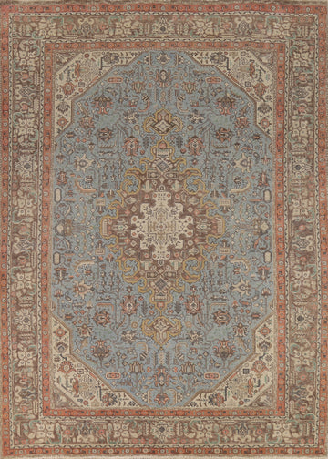 Geometric Blue Tabriz Persian Area Rug 8x11