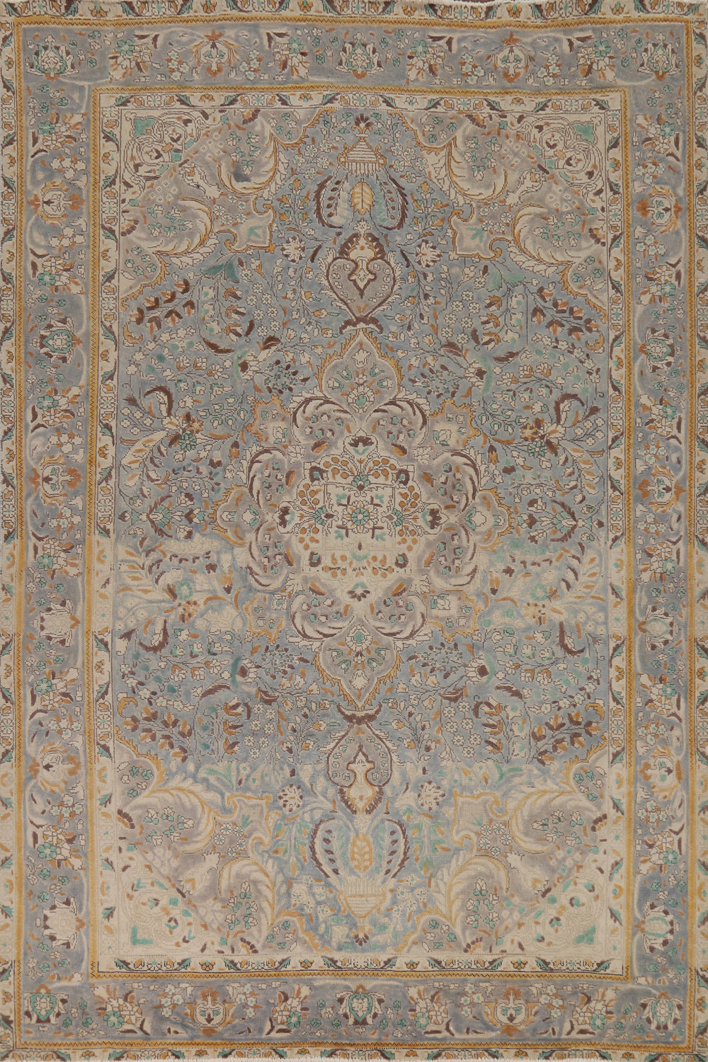 Handmade Blue Floral Tabriz Persian Area Rug 7x10