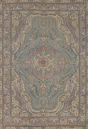 Light Blue Floral Tabriz Persian Area Rug 7x9