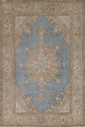 Handmade Blue Tabriz Persian Area Rug 6x10