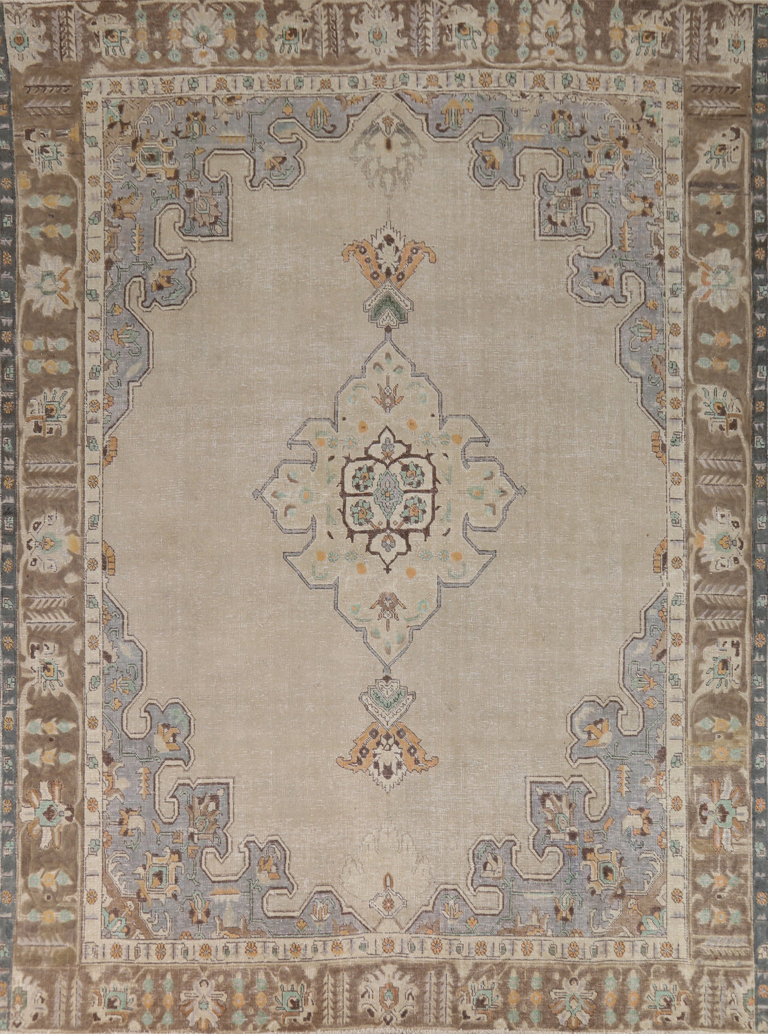 Medallion Wool Tabriz Persian Area Rug 9x11