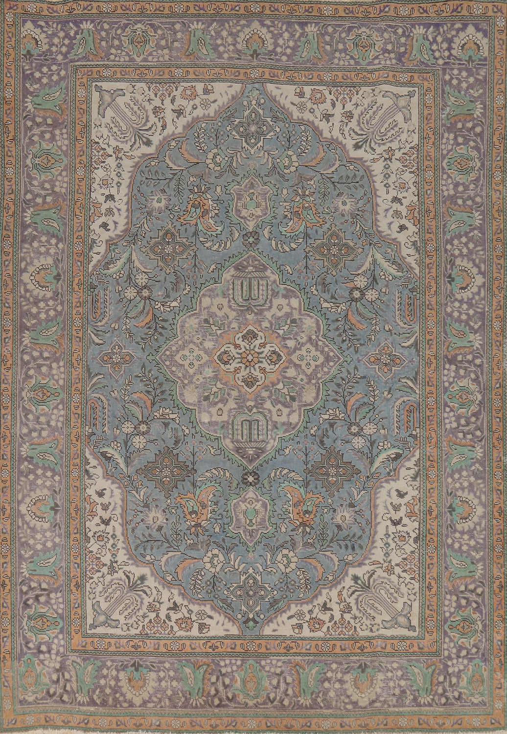 Blue Handmade Tabriz Persian Area Rug 7x9