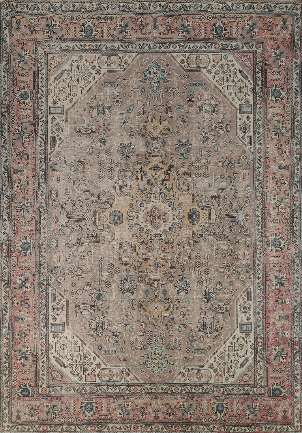Brown Geometric Tabriz Persian Area Rug 8x11
