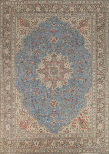 Light Blue Floral Tabriz Persian Area Rug 10x12