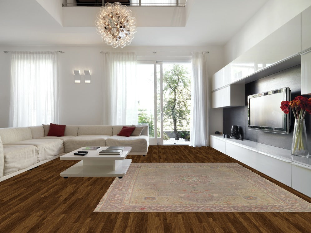 Distressed Wool Brown Tabriz Persian Area Rug 10x13