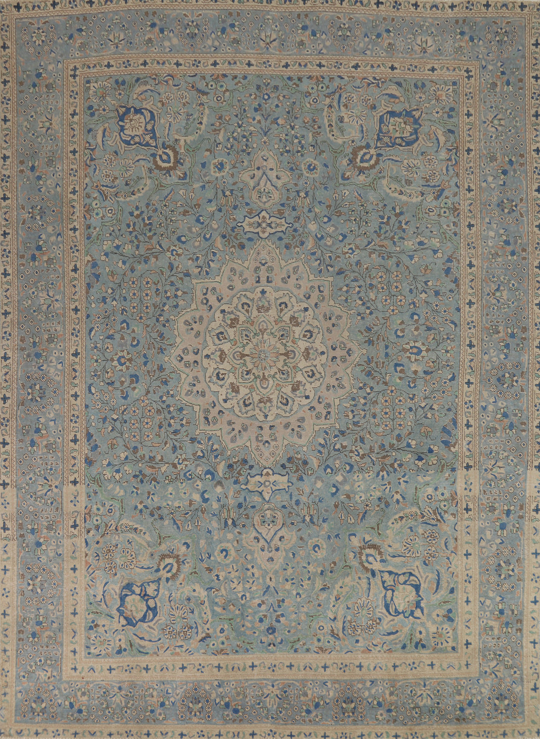 Handmade Blue Tabriz Persian Area Rug 10x13