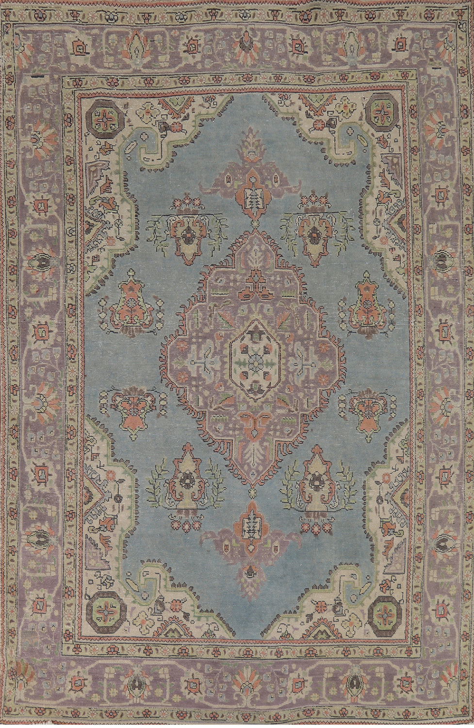 Blue Geometric Tabriz Persian Area Rug 7x10