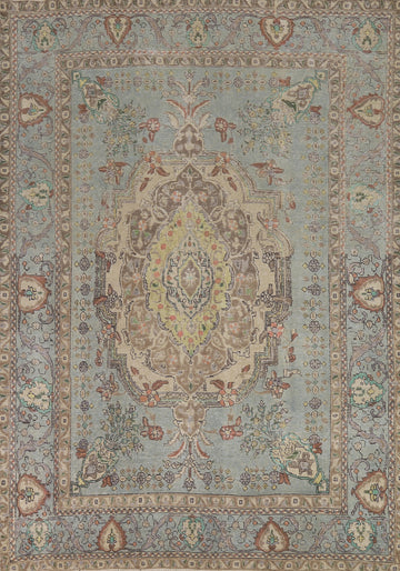 Light Blue Medallion Tabriz Persian Area Rug 8x11