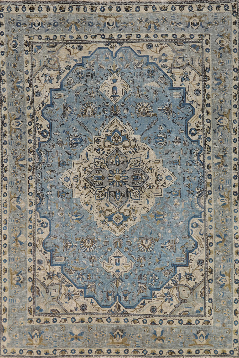 Geometric Blue Tabriz Persian Area Rug 7x10