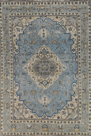 Geometric Blue Tabriz Persian Area Rug 7x10