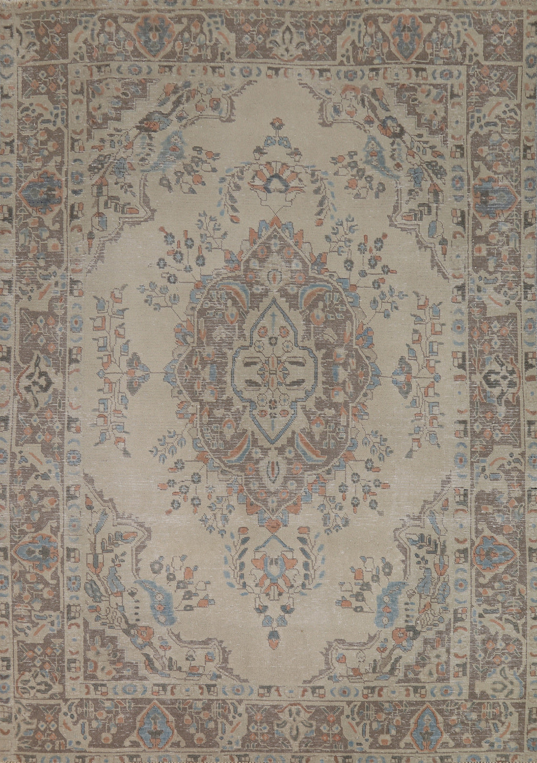 Vintage Wool Medallion Tabriz Persian Area Rug 6x9