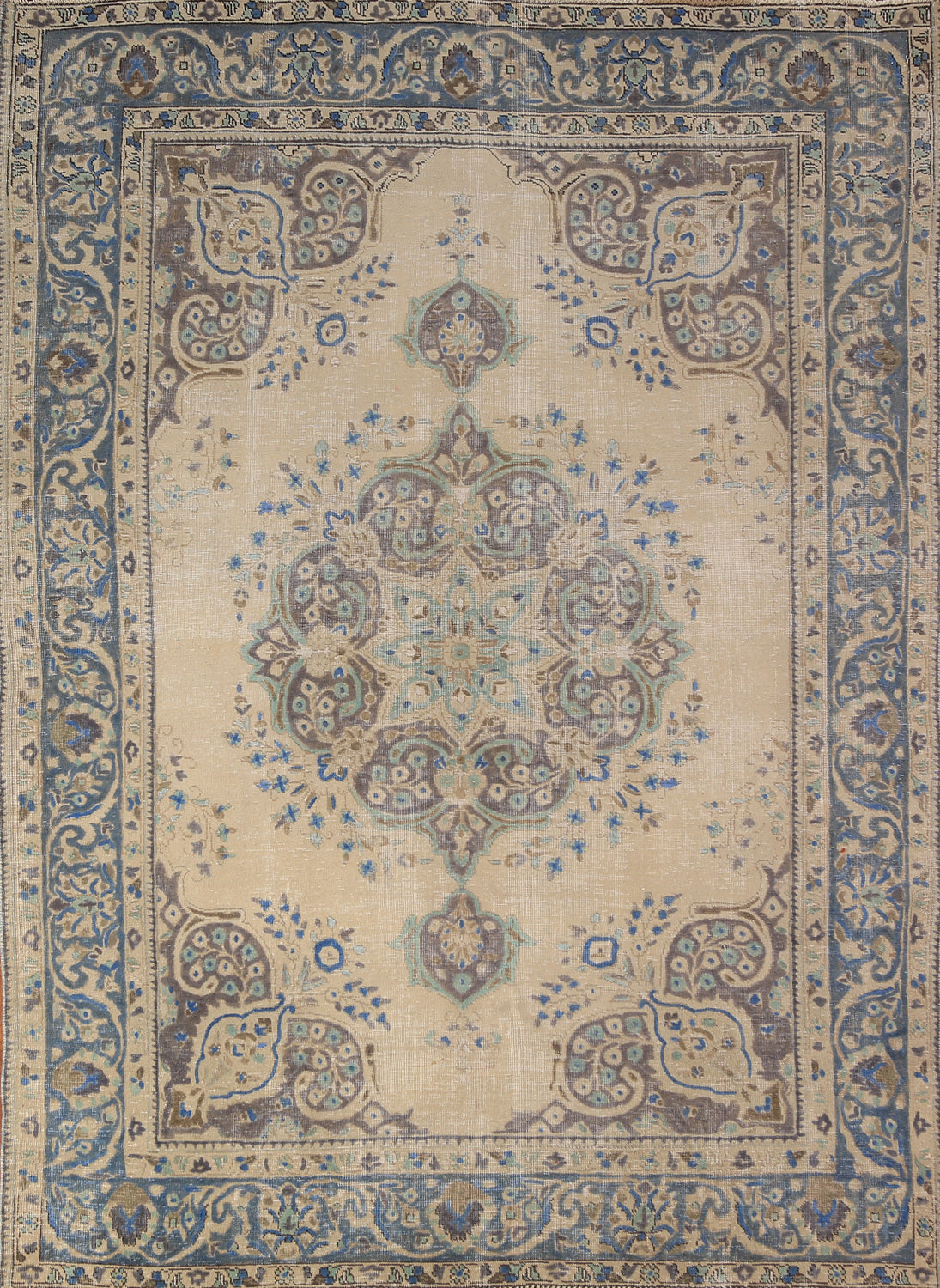 Vintage Wool Medallion Tabriz Persian Area Rug 6x9