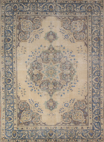 Vintage Wool Medallion Tabriz Persian Area Rug 6x9