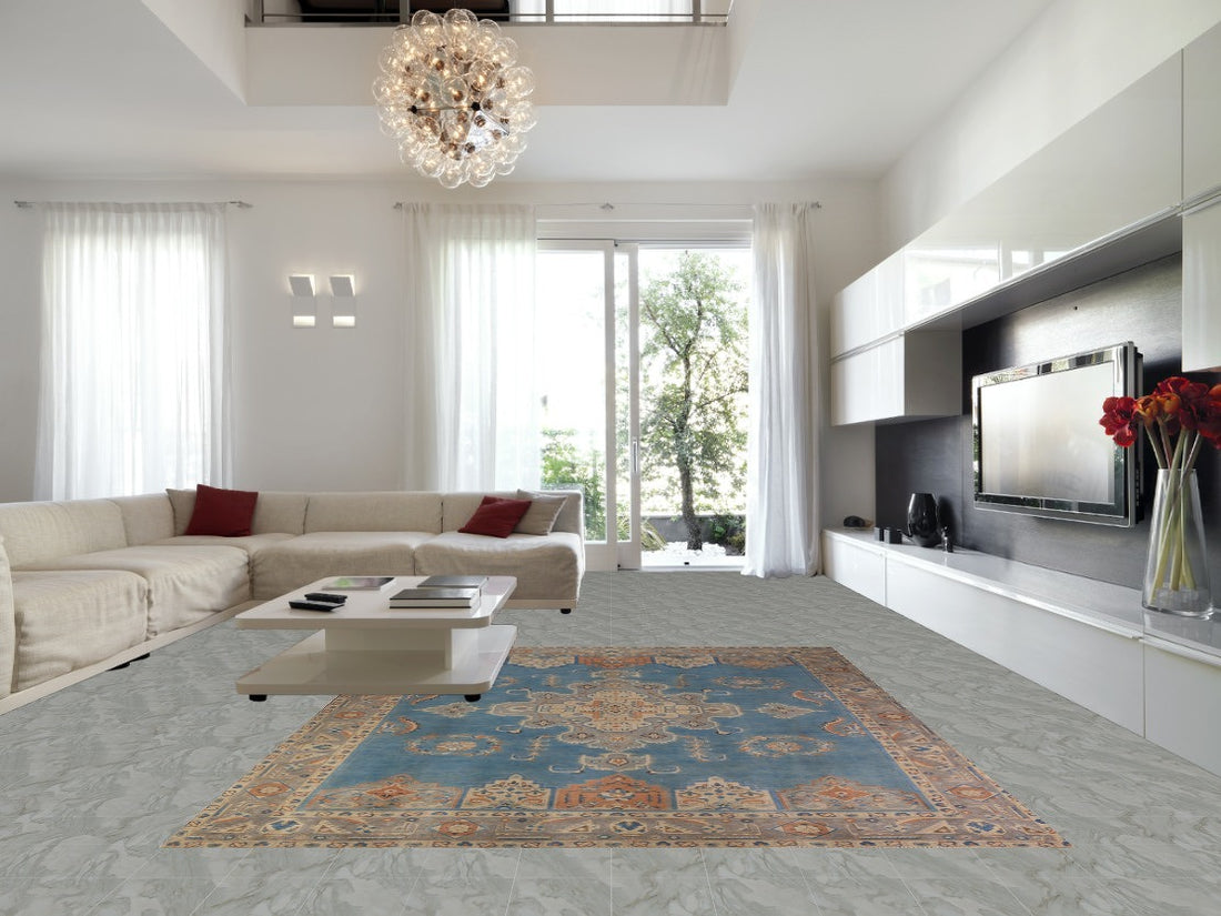Blue Geometric Tabriz Persian Area Rug 9x12
