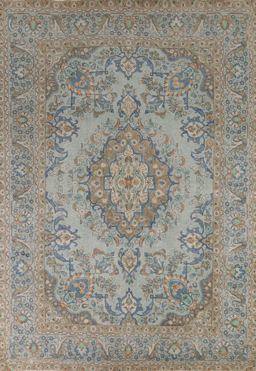 Blue Medallion Wool Tabriz Persian Area Rug 8x11