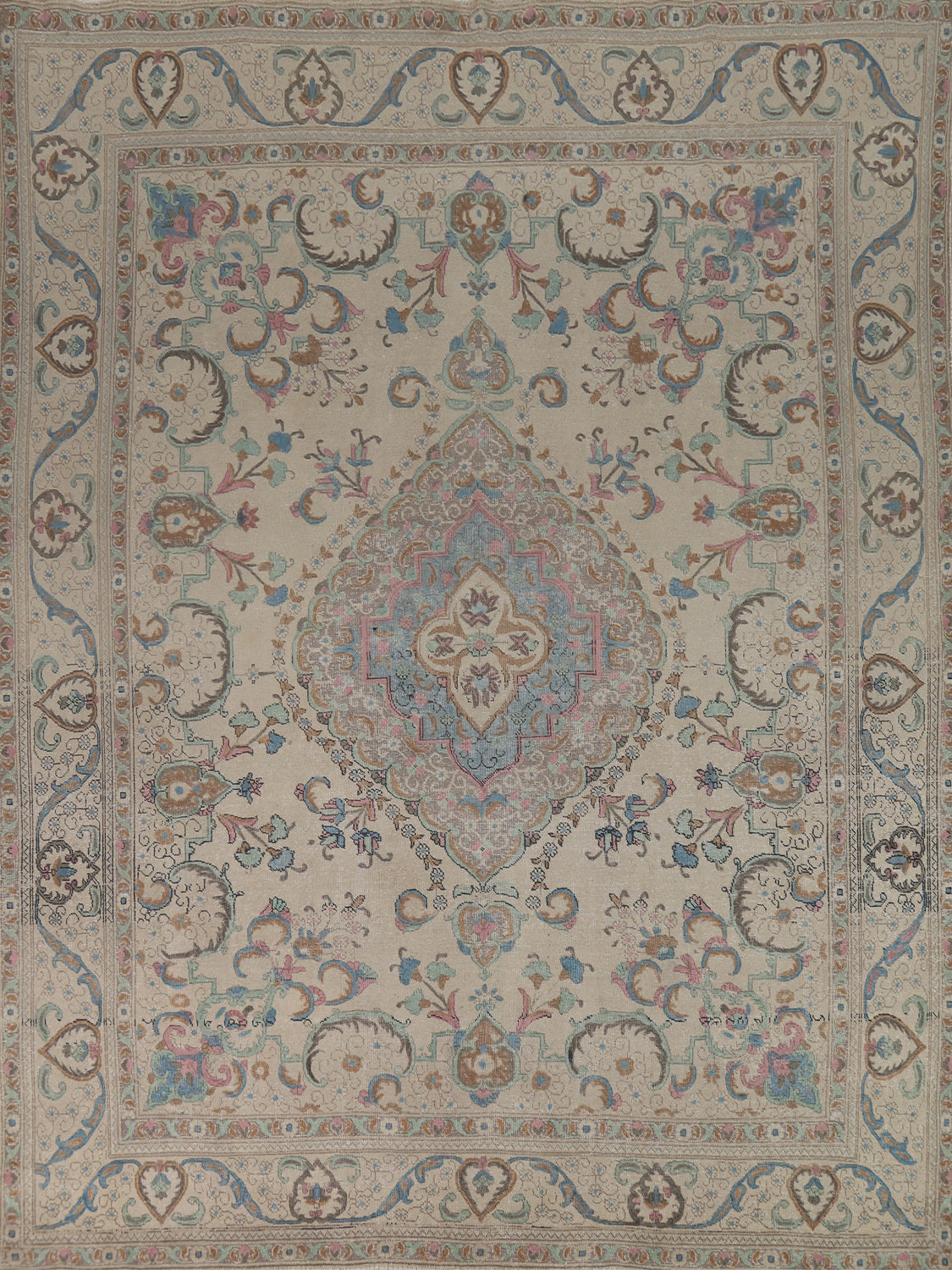 Vintage Wool Tabriz Persian Area Rug 10x12