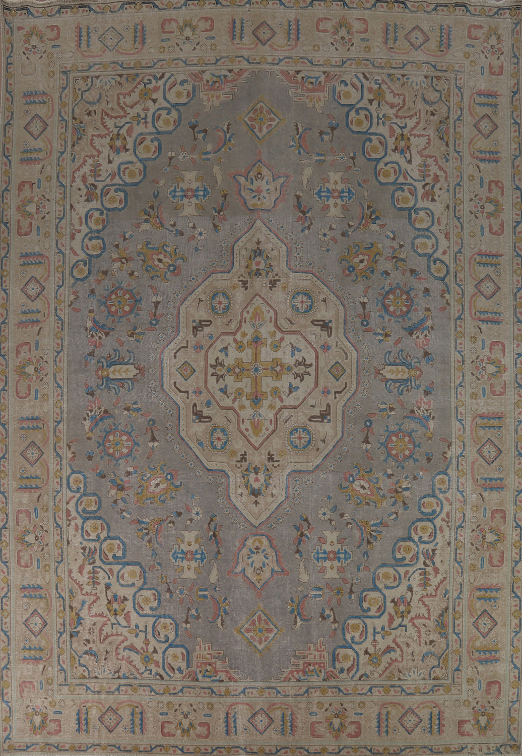 Gray Geometric Tabriz Persian Area Rug 10x13