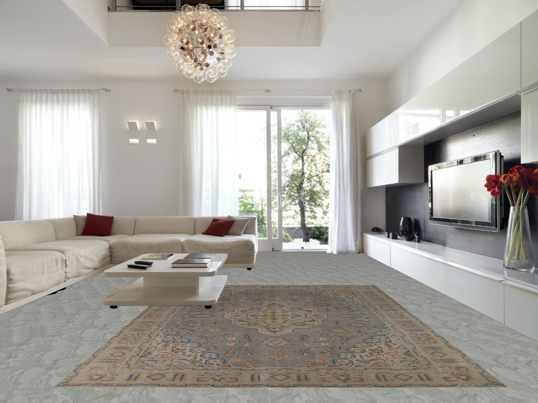 Gray Geometric Tabriz Persian Area Rug 10x13