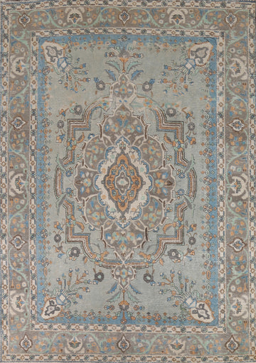 Geometric Wool Tabriz Persian Area Rug 8x11