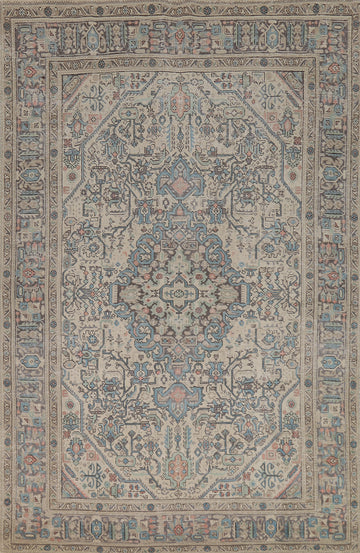 Geometric Wool Tabriz Persian Area Rug 7x10