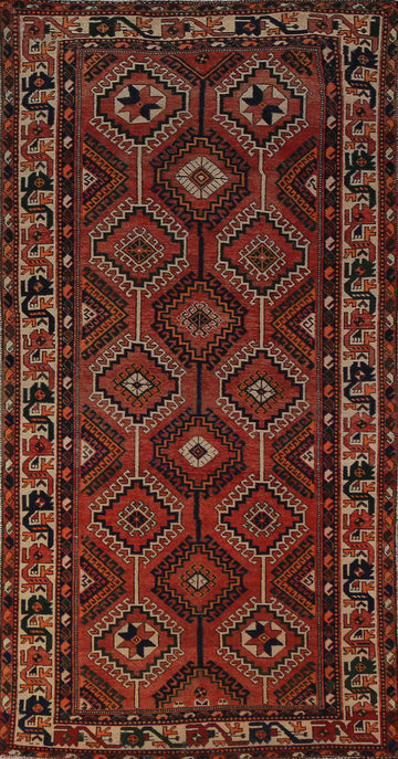All-Over Geometric Bakhtiari Persian Area Rug 5x11