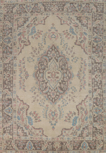 Vintage Wool Medallion Tabriz Persian Area Rug 6x9