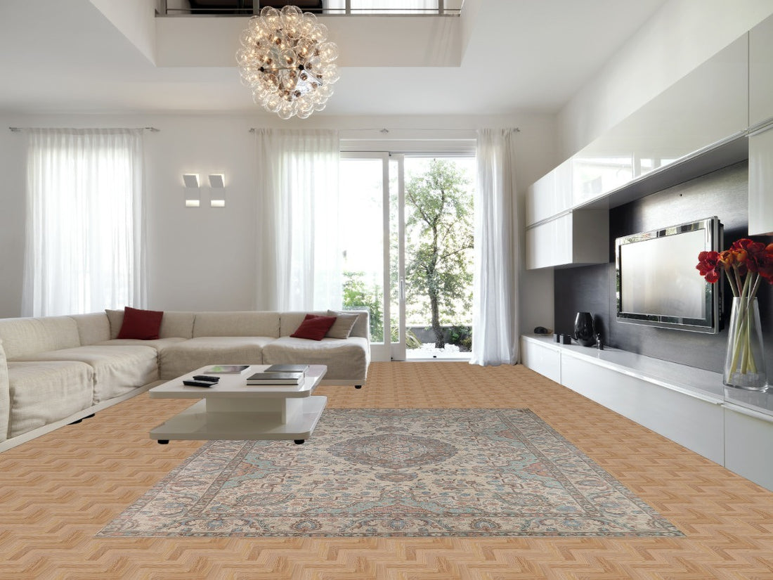Ivory Wool Medallion Tabriz Persian Area Rug 10x13