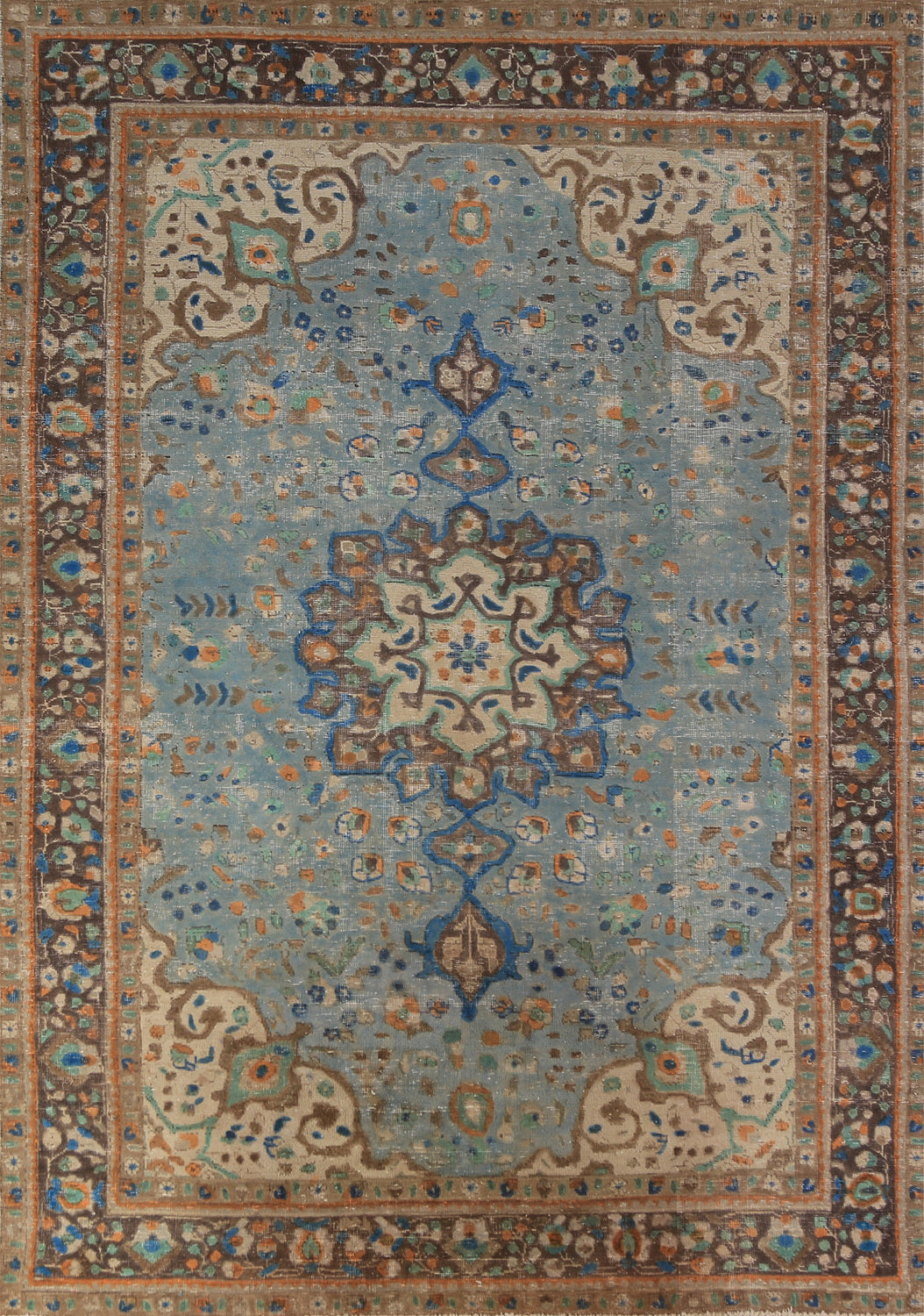 Handmade Blue Medallion Tabriz Persian Area Rug 6x9