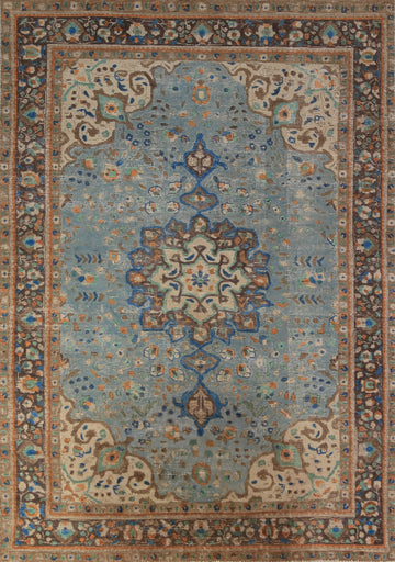 Handmade Blue Medallion Tabriz Persian Area Rug 6x9
