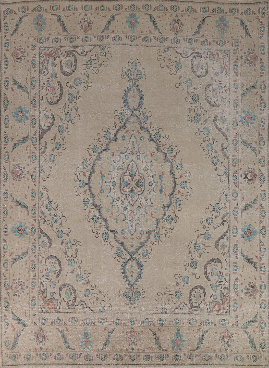 Geometric Wool Tabriz Persian Area Rug 8x11