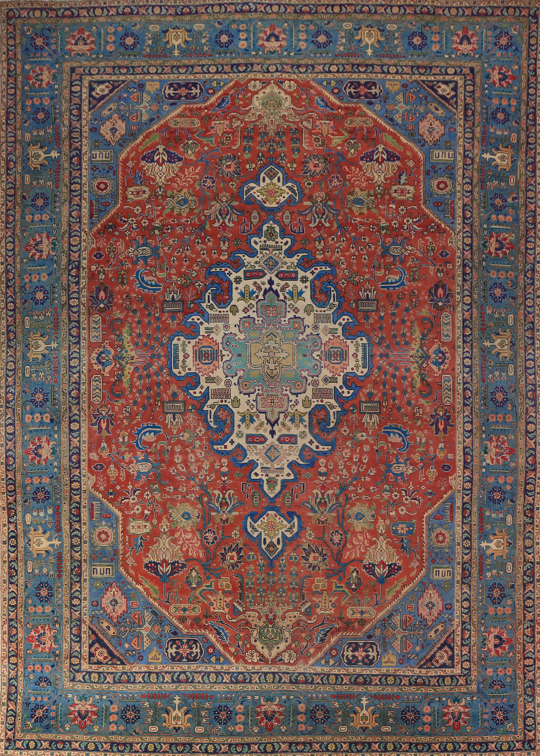 Orange Wool Tabriz Persian Area Rug 9x13