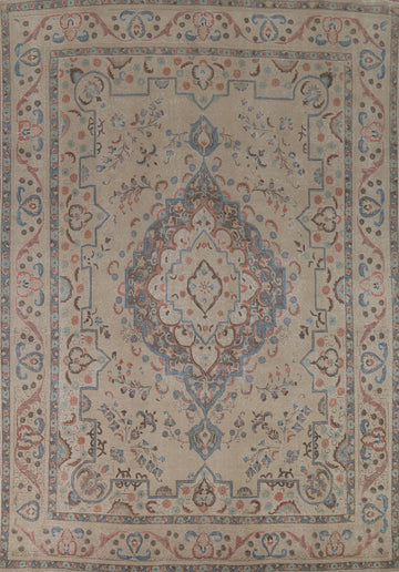 Geometric Wool Tabriz Persian Area Rug 10x13