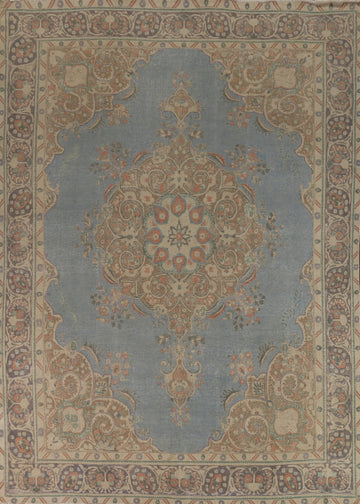 Vintage Blue Tabriz Persian Area Rug 9x12