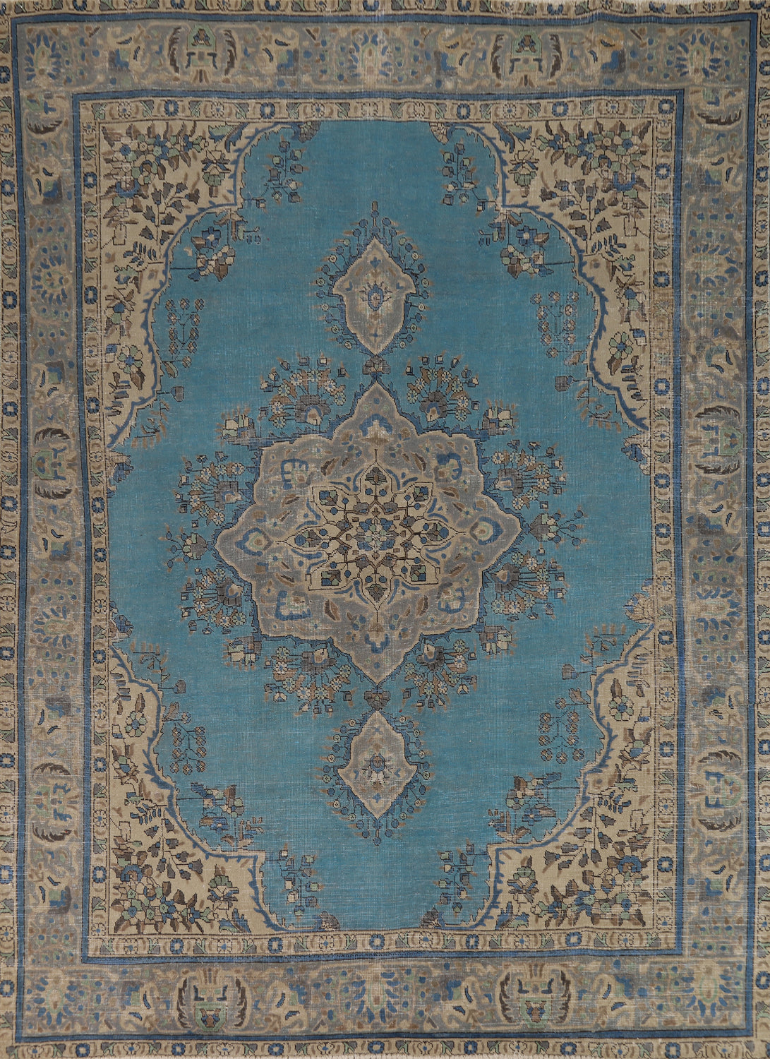Blue Geometric Tabriz Persian Area Rug 8x11