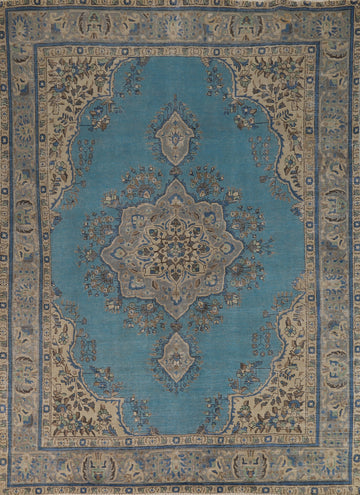 Blue Geometric Tabriz Persian Area Rug 8x11