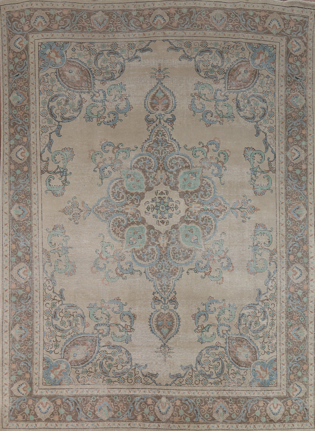 Vintage Wool Tabriz Persian Area Rug 9x11