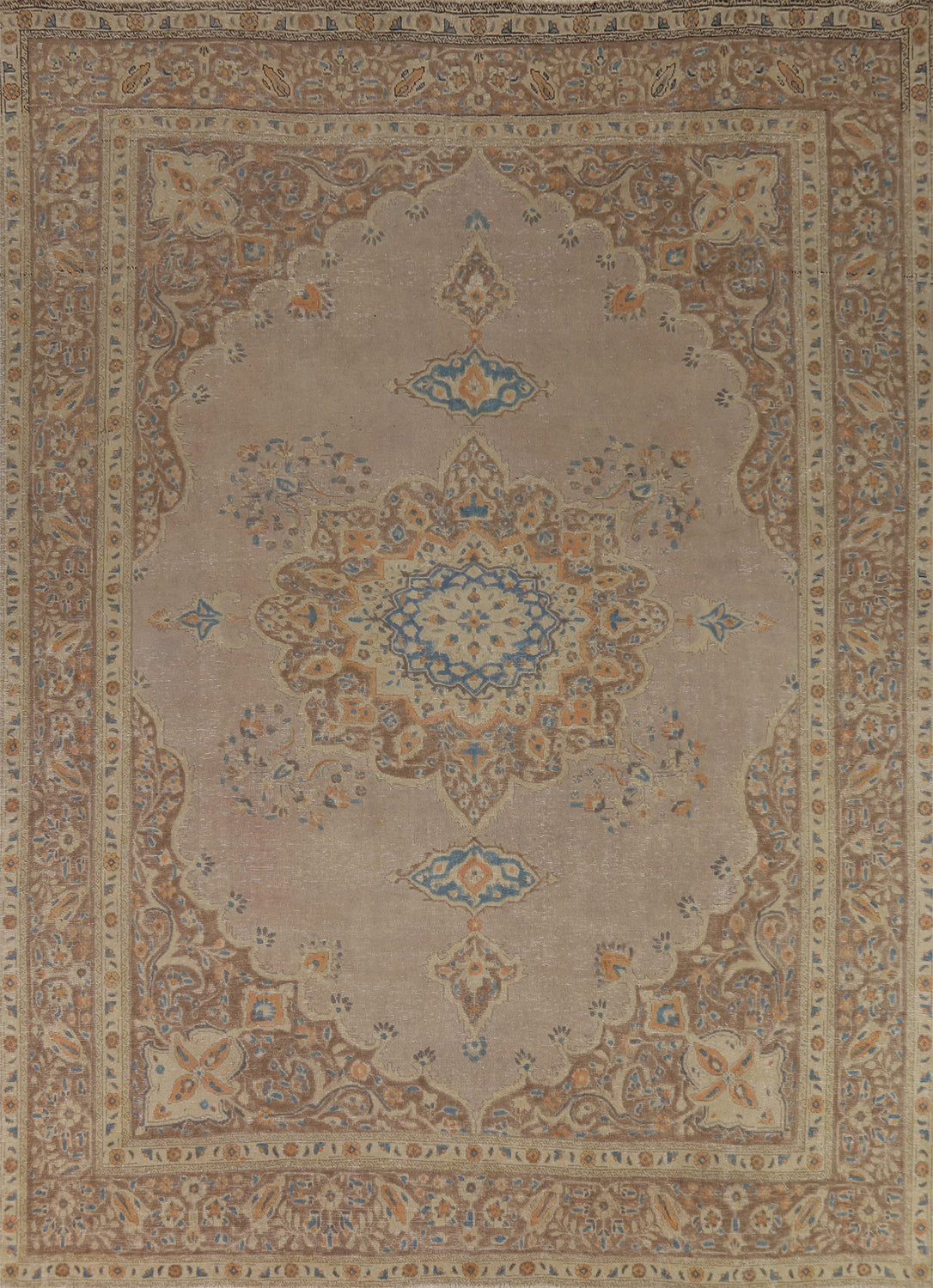 Brown Medallion Wool Tabriz Persian Area Rug 10x12