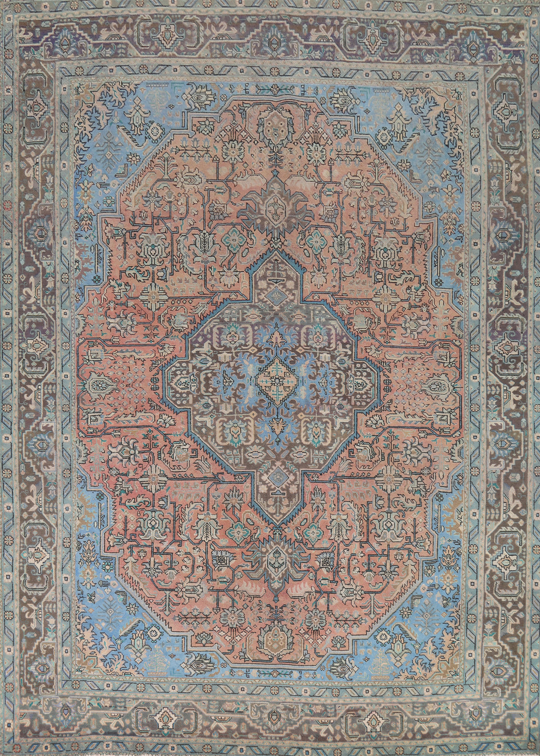 Light Pink Medallion Tabriz Persian Area Rug 10x13