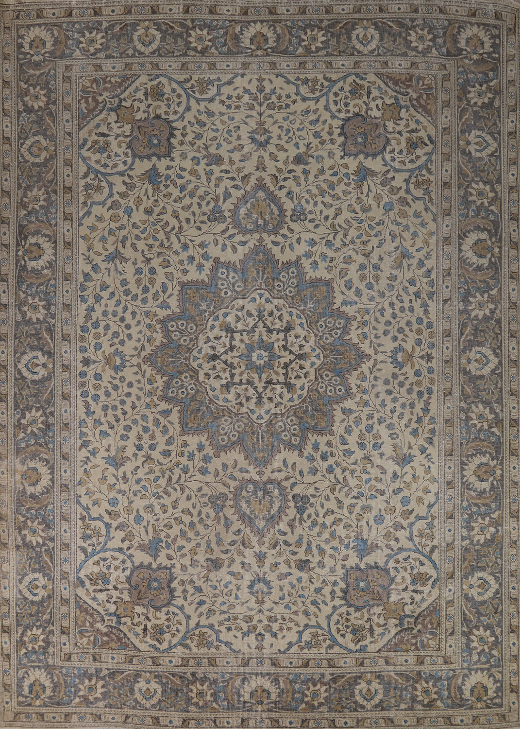 Floral Wool Medallion Tabriz Persian Area Rug 9x13