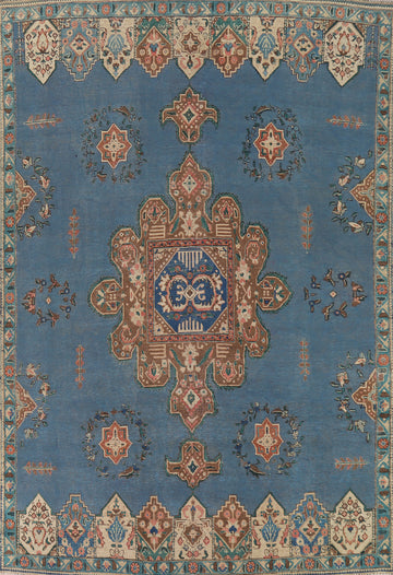 Blue Geometric Tabriz Persian Area Rug 8x11