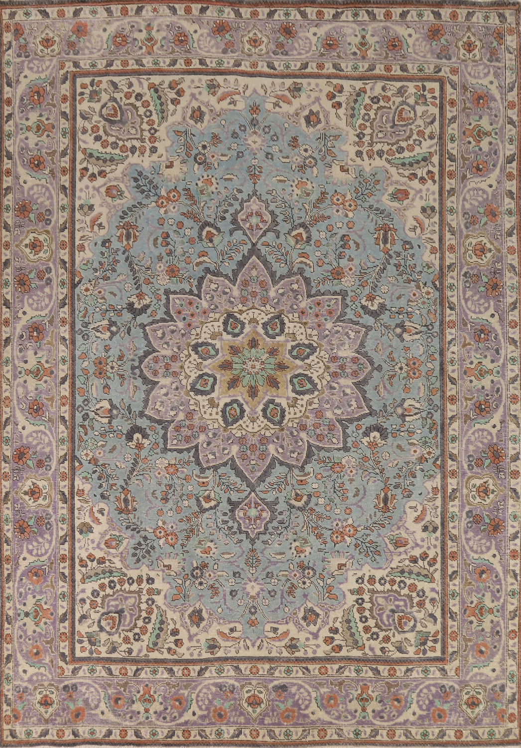 Light Blue Handmade Tabriz Persian Area Rug 8x11