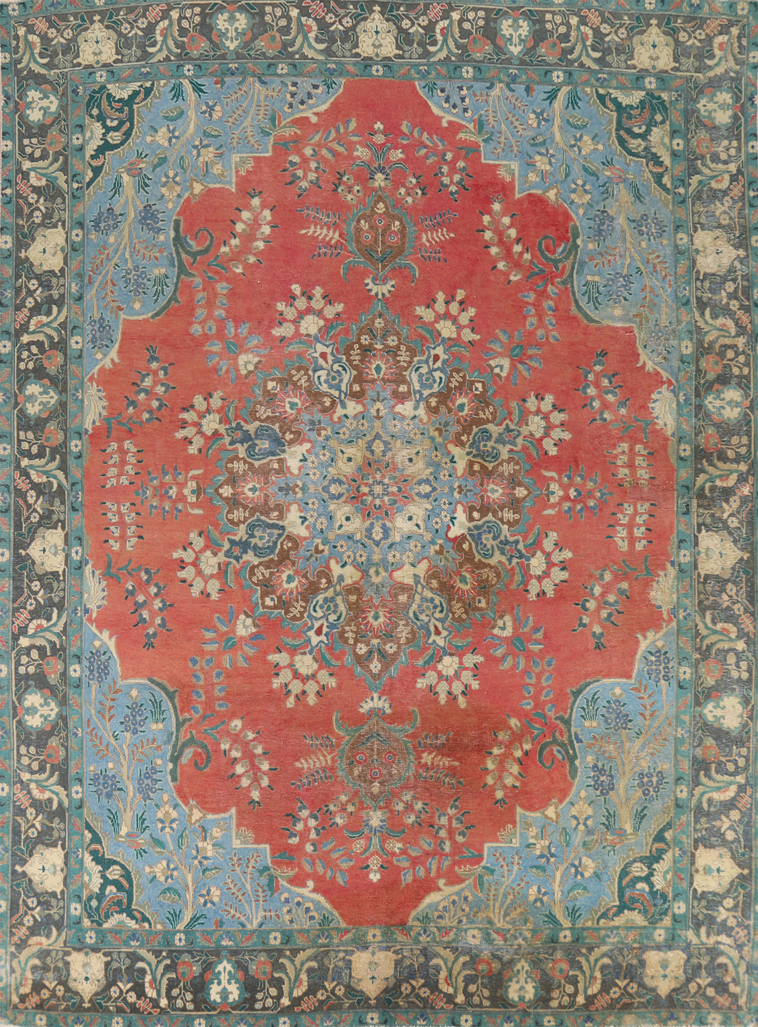 Vintage Wool Tabriz Persian Area Rug 10x12