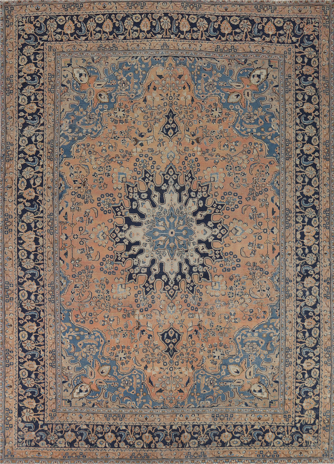Light Orange Wool Mashad Persian Area Rug 10x12