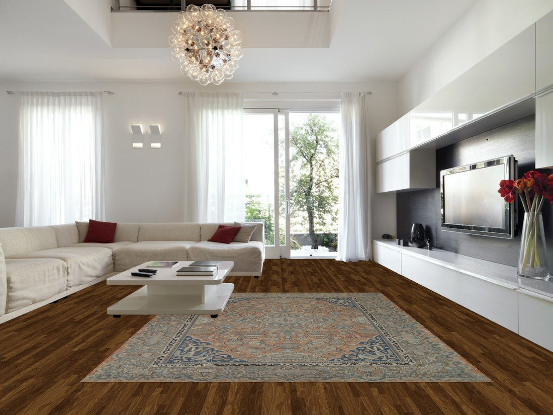 Orange Wool Medallion Kashmar Persian Area Rug 9x12