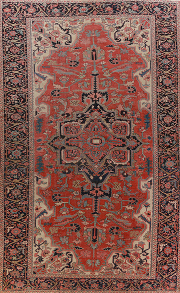 Pre-1900 Vegetable Dye Heriz Serapi Persian Large Rug 11x18