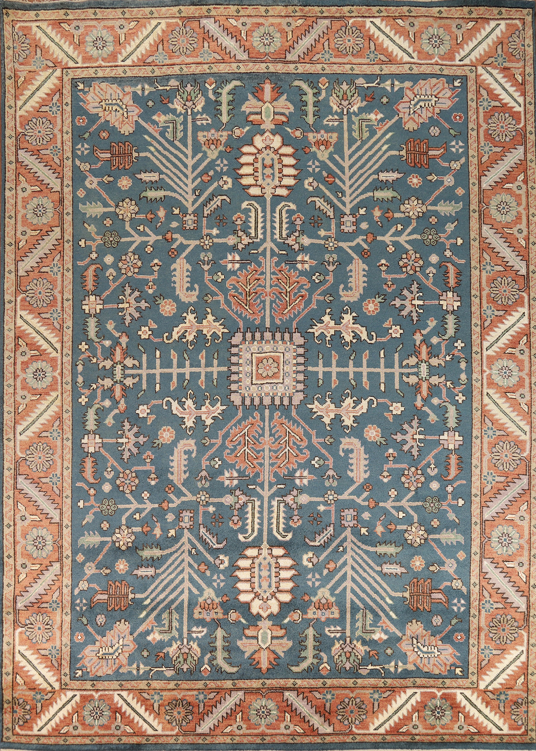 All-Over Blue Oushak Indian Area Rug 9x12