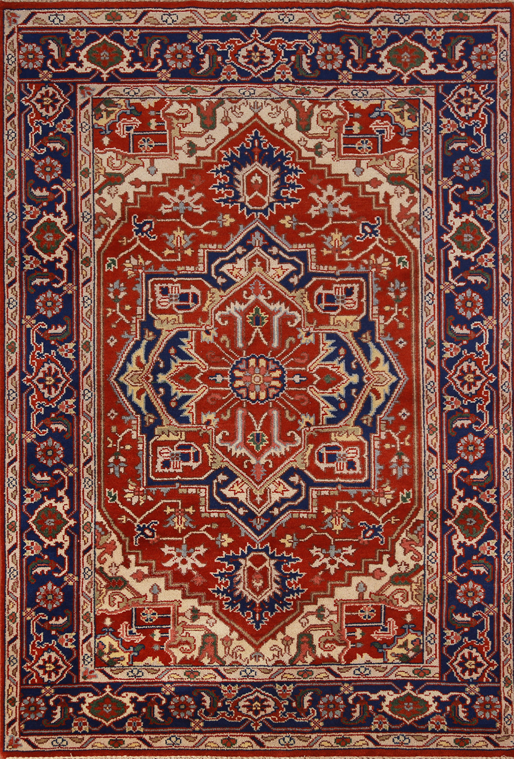 Orange Geometric Heriz Serapi Indian Area Rug 6x9