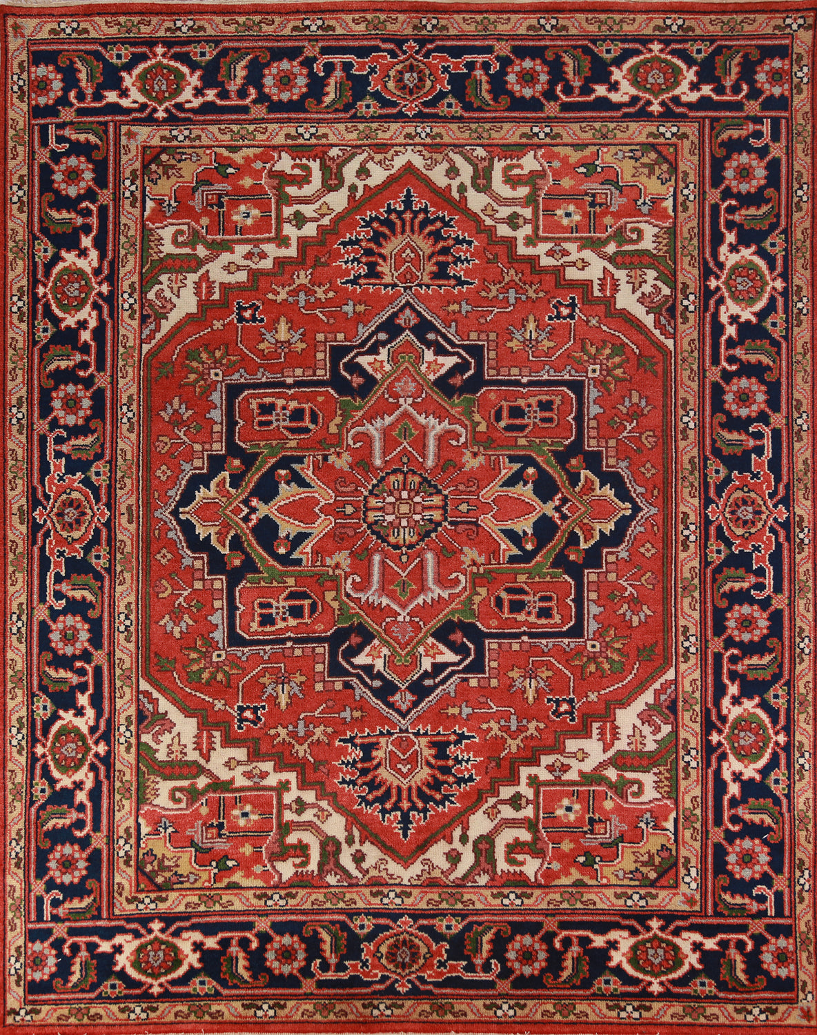 Medallion Wool Heriz Serapi Indian Area Rug 8x10